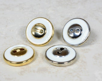 Gold or Silver Rim with Color Insert Vintage Shank Buttons C3928 One Package 12 Buttons