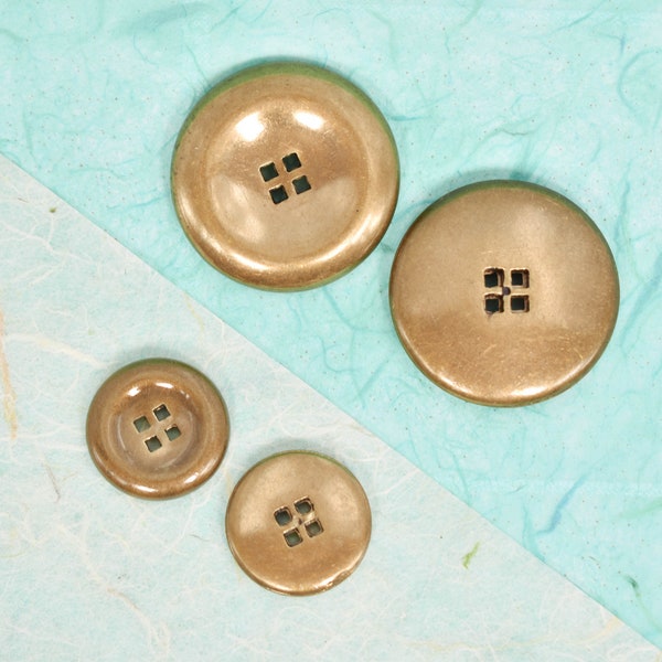 Large 34mm & Medium 21mm Round Concave Antique Bronze 4-Holes Sewing Through Zinc Alloy Metal Button