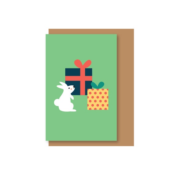Bunny greeting card + Kraft envelope