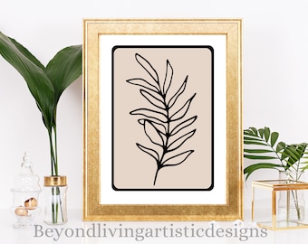 Digitaler Download Print, botanische Wandkunst, druckbare Kunst, Boho Blatt Art Print, Home Decor, botanisches Blatt, Minimal Art, Digital Art Print