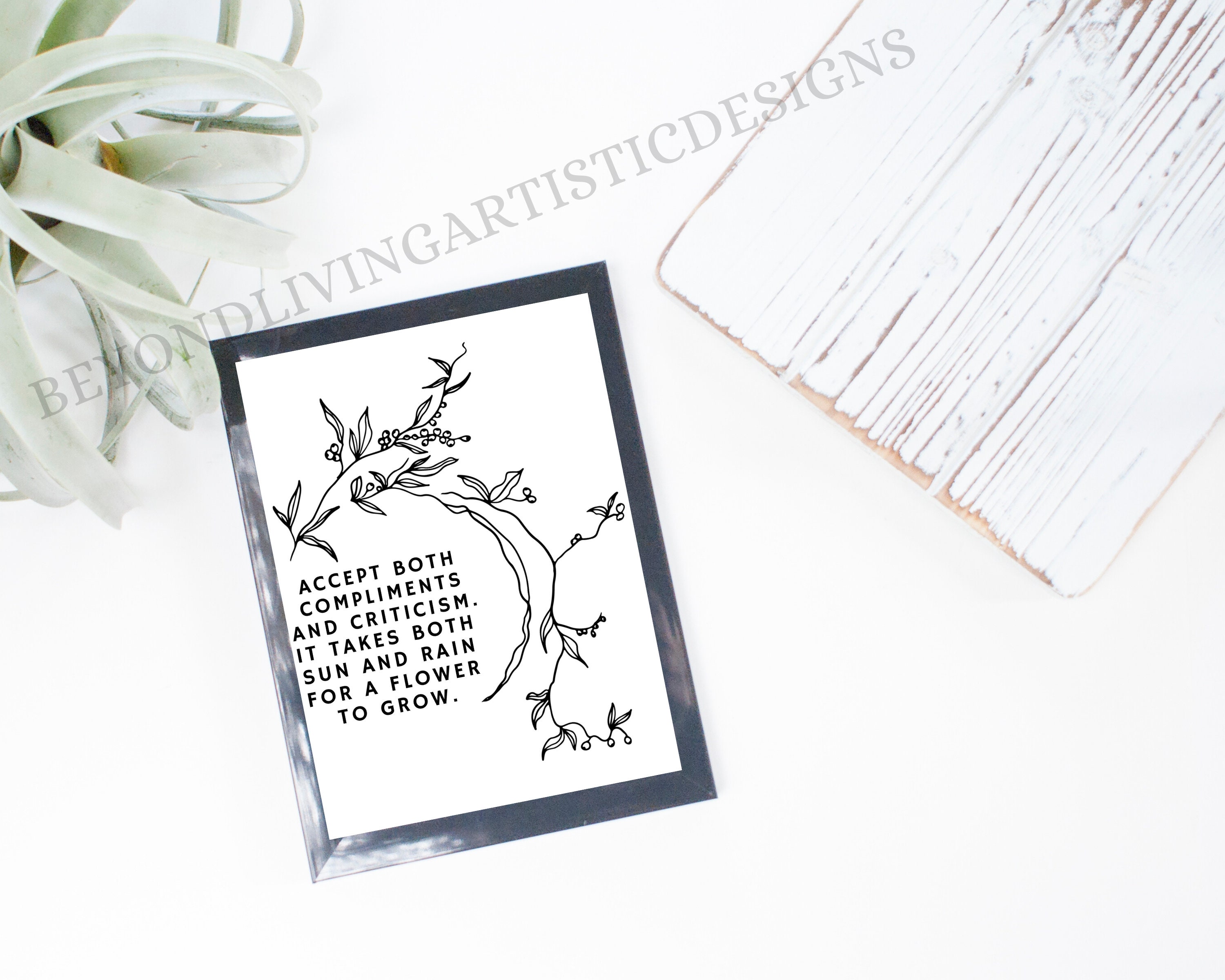 Accept Both Compliments and Criticism Inspirational Quote, Digital Art ...