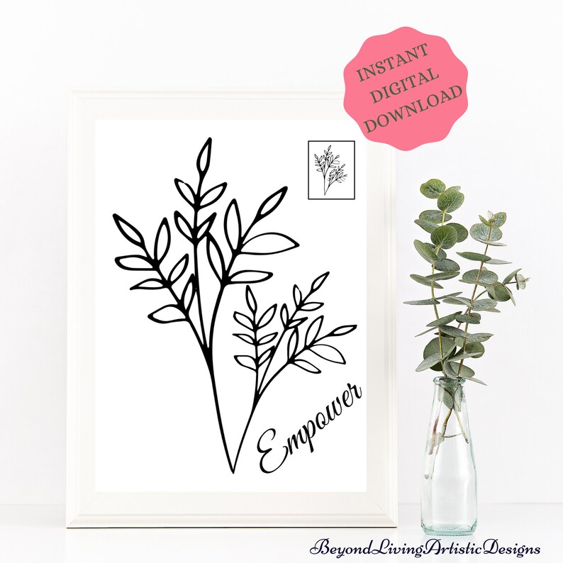 Empower Inspirational Word Wall Art, Wall Decor, Printable Art, Minimal