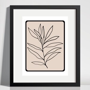 Botanical Floral Wall Art, Wide Leaf Wall Decor, Printable Art, Minimal Art Print, Digital Art Print, Black and White Art Print