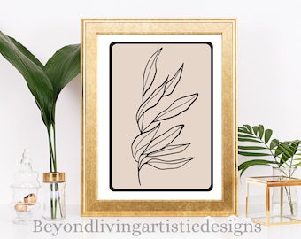 Botanisches Blatt Kunstdruck, Digitaler Download, druckbare Wandkunst, Wand-Dekor, Minimal Kunstdruck, digitale Kunstwerk, Botanische Druck, Blattabdrücke