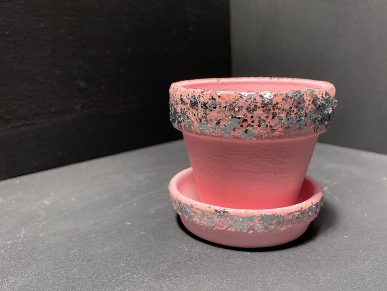 Set of Three Hand Painted Terra Cotta Pots With Saucers Etsy