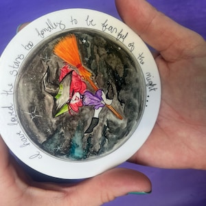 Witch on Broomstick 4&quot; x 4&quot; Vinyl Stickers