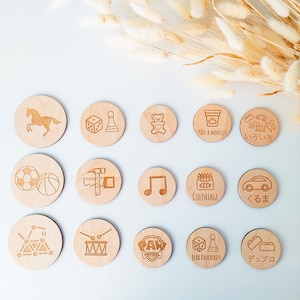 Montessori 100 Wooden Labels For Toys Storage | Wooden Labels For Trofast Drawers | Personalized IKEA Kallax Wooden Tag Toy Labels Playroom