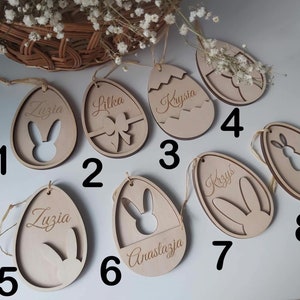 Personalized Easter Basket Pendant Wooden Easter Egg Tags Easter Sign With Name Easter Bunny Tags Name Easter Decoration zdjęcie 2
