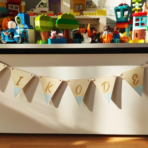 Wooden Name Garland | Happy Birthday Name Banner For Kids | Triangular Wooden Bunting | Nursery Decor | Alphabet Garland