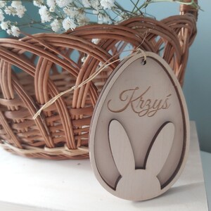 Personalized Easter Basket Pendant Wooden Easter Egg Tags Easter Sign With Name Easter Bunny Tags Name Easter Decoration Easter Egg nr. 7