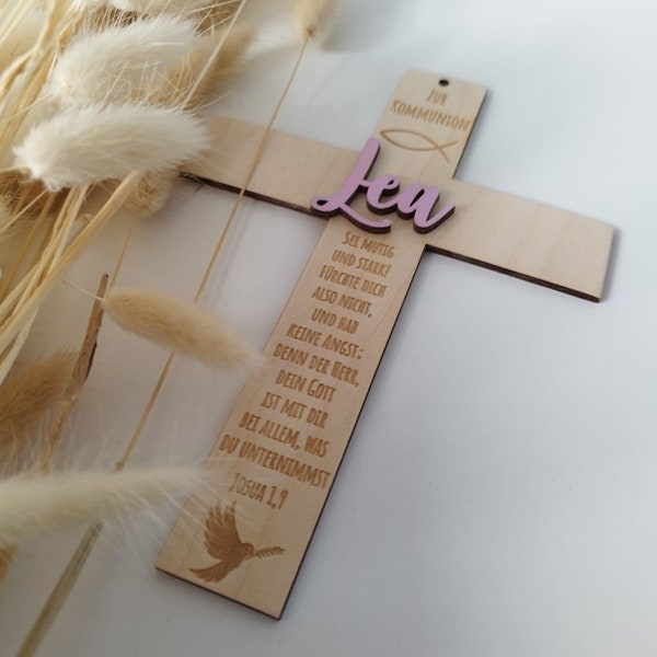 Cruz de Comunión | Regalo personalizado para comunión | Confirmación | Santo Bautismo | Regalo de comunión | Cruz de madera