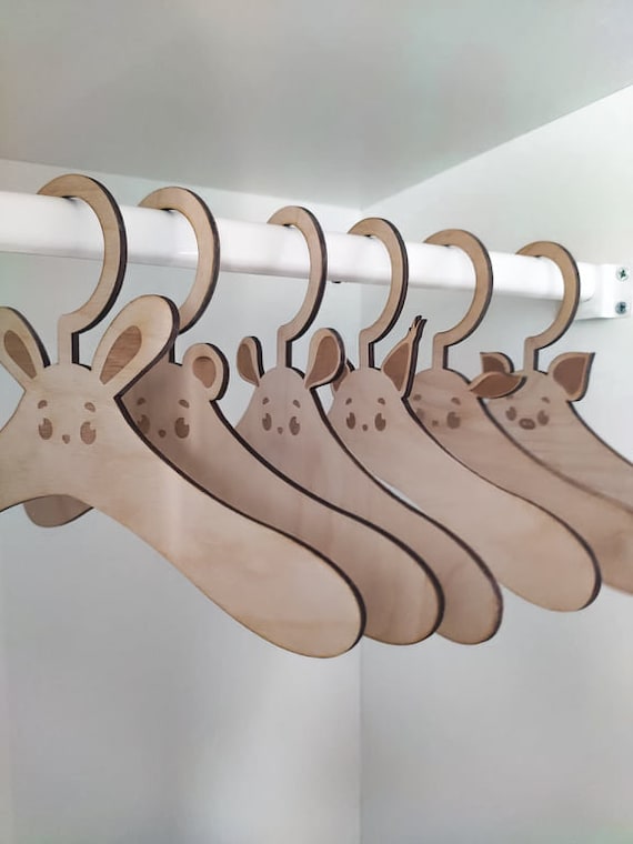 Wooden Animal Baby Hangers, Wooden Baby Closet Hangers Baby Boy Shower Gift  Bunny Bear Fox Panda Lion Giraffe Hanger Baby Cloth Hanger 