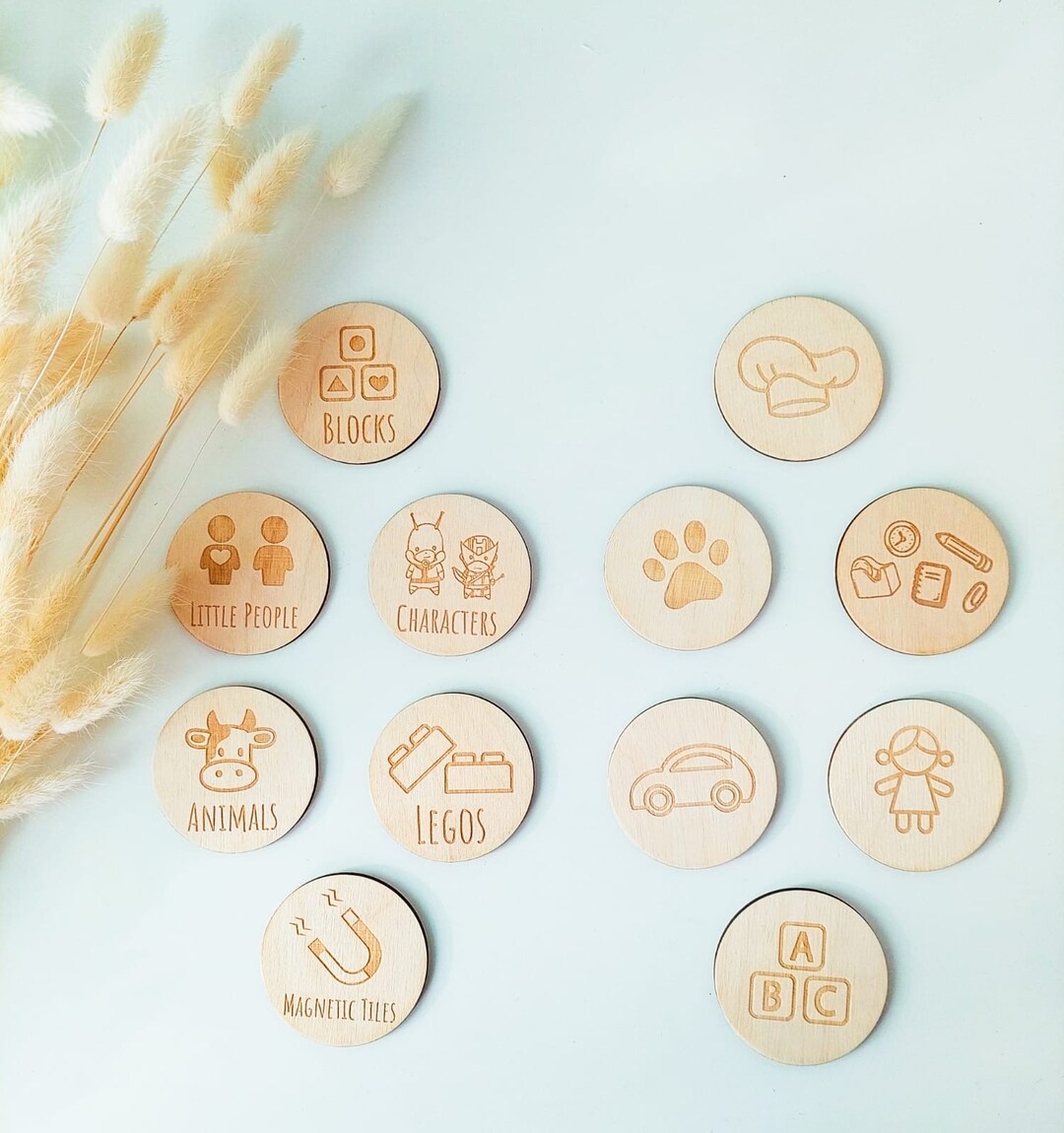 Montessori 72 Wooden Labels for Toys Storage Wooden Labels for Trofast