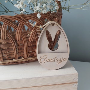 Personalized Easter Basket Pendant Wooden Easter Egg Tags Easter Sign With Name Easter Bunny Tags Name Easter Decoration zdjęcie 8