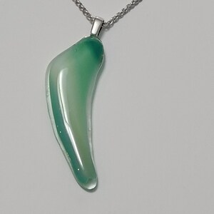 Glass Jewelry |  | glass necklace  |  Teal Glass Fused pendants with Sterling Silver 22&quot; chain, blown and fused Jewelry - 1022