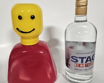 LEGO Man Inspired Glass Liquor Decanter | Handmade Barware Gift