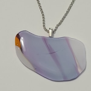 Glass Jewelry |  | glass necklace  | Purple handmade glass blown and glass fused pendants, Sterling Silver 22&quot;  Glass Fused Jewelry - 1021