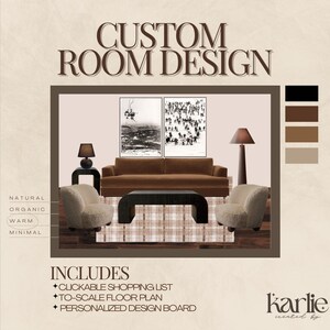 Interior Design for 1 Room – Virtual E-Design, Custom Interior Design Moodboard, Shopping List & Floorplan – Budget-Friendly Home Makeover