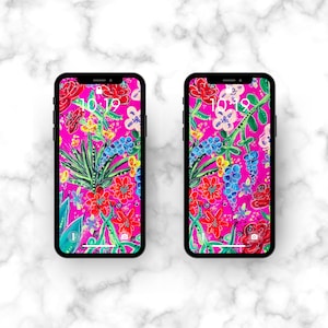 Phone Wallpaper with Pink Painted Flowers