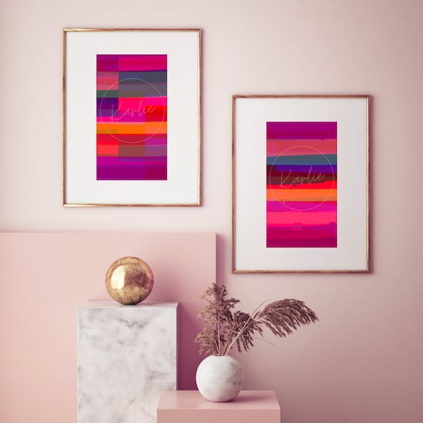 Colorful Geometric Abstract Digital Art Download | Bright Pink | Wall Art | Printable | Digital Print | Instant Digital Download