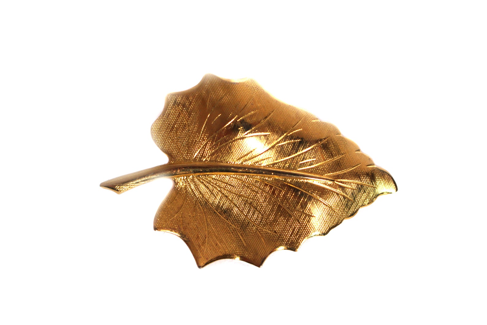 Vintage Gold Leaf Brooch Pin Etsy
