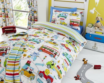 Cars toddler bedding | Etsy Transport themed toddler bedding set