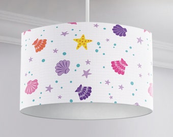 HLC Girls Boys Kids Magical Mermaids Ceiling Table Lamp Shade Cylinder Drum Lampshade