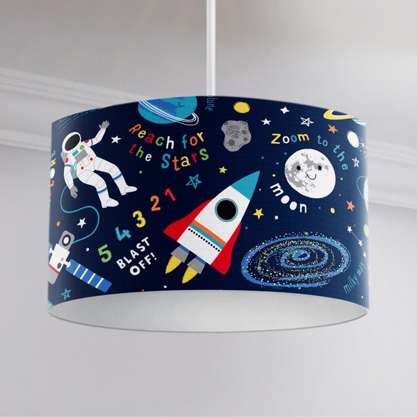 Abat-jour de plafonnier bleu marine Space Explorer HLC pour filles et garçons