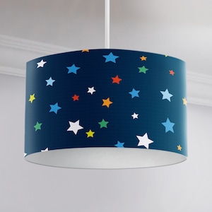 HLC Girls Boys Kids Multi Stars Retro Ceiling Table Lamp Shade Cylinder Drum Lampshade