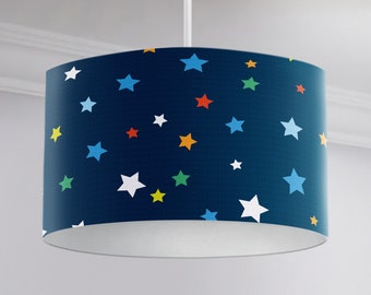 HLC Mädchen Jungen Kinder Multi Sterne Retro Decke Tischlampe Schirm Zylinder Trommellampenschirm