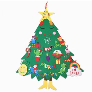 HLC Girls Boys Kids Merry Everything Green 3ft 24 Motif Ornaments Decoration DIY Reusable Christmas Felt Tree
