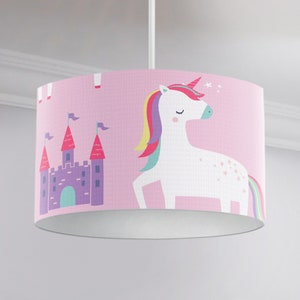 HLC Girls Kids Unicorns Princess Rainbows Pink Reversible Duvet Cover Bedding Set Curtains Throw Bunting Ceiling Lampshade