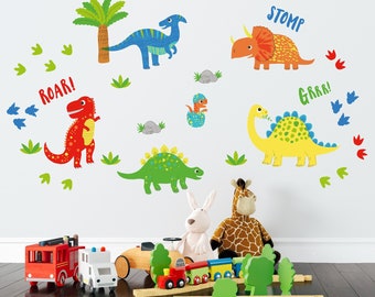 HLC Girls Boys Kids Cute Dinky Dinosaurs 44 Peel And Stick Wall Stickers Bedroom Décor Decal