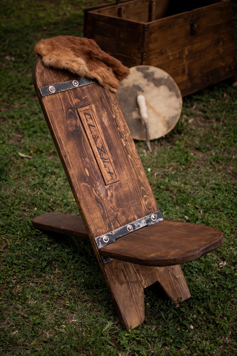 Viking wooden Chair handmade Historical Replica from Etsy