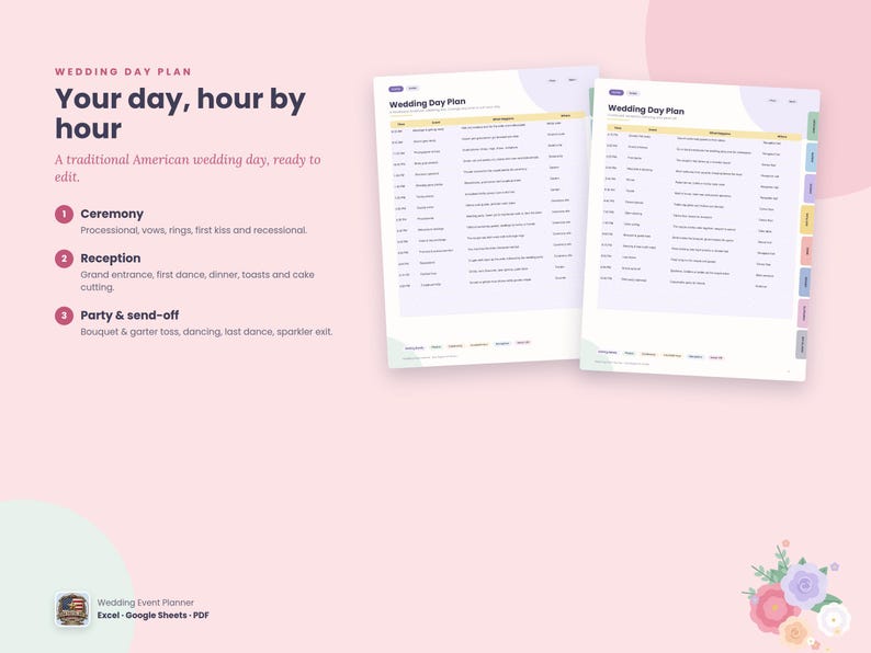 Wedding Event Planner Spreadsheet, Wedding Checklist & Guest List ...