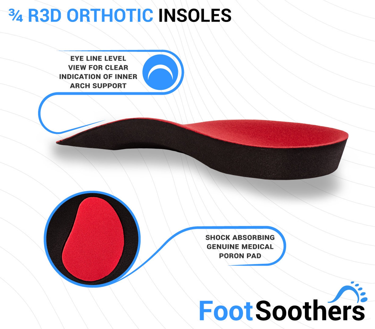 Footsoothers R3D 3/4 Orthotic Insoles Arch Support Foot Soothers