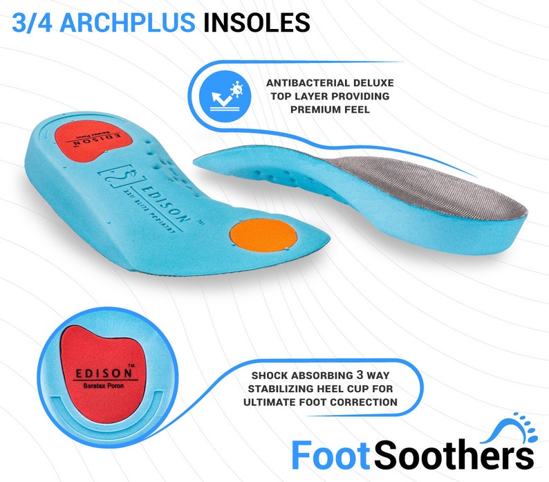 Insoles Edison XXII Elite Podiatry 3/4 Archplus Orthotic Arched Plantar