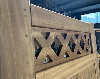 Hardwood Garden Gate with Diamond Trellis Design, Criss Cross Top Style, Wooden Gates In Bespoke Sizes Handmade To Order.