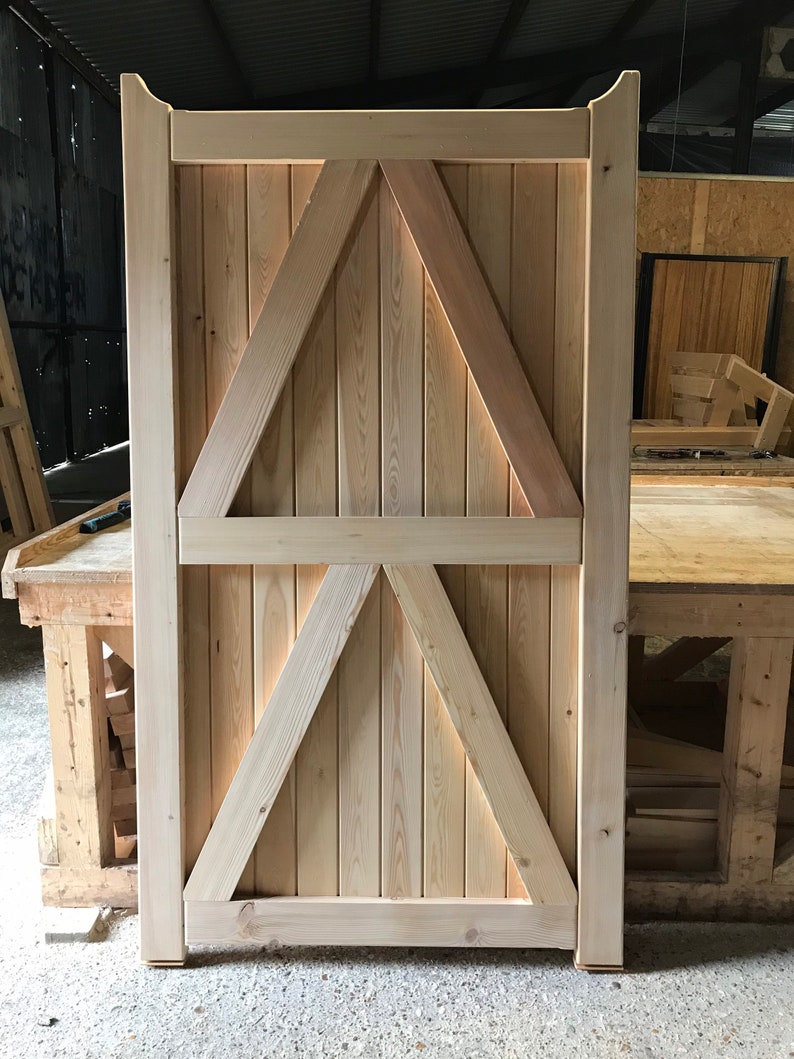 Wooden Garden Access Gate Vertical Boards Back View