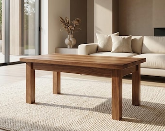 Solid Hardwood Coffee Table - Custom Made, High Quality Handmade Furniture, Modern Interior Design, Contemporary Home, Beautiful Iroko Table