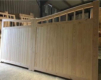 Wooden Driveway Gates - Reverse Swan Neck Garden Gates, Bespoke Sizes Custom Made To Order, Good Quality, Arch Top Design: The Loch Gates
