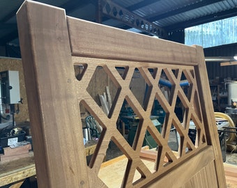Hardwood Garden Gate with Lattice Trellis Design, Custom Sizes Available, Sapele Timber Gates In A Criss Cross Style.