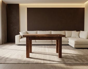 Handmade Coffee Table, American Black Walnut Two Tone Live Edge Slab Table, Solid Hardwood Sapele Base - Custom Made, Modern Interior Design