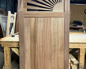 Art Deco Sunburst Garden Gate, Custom Gate Sizes Available, 1920s Style Handmade From Sapele Hardwood