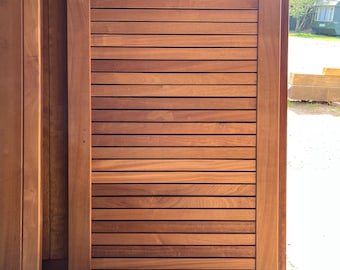 Wooden Garden Gate Hardwood Gates Sapele Or Iroko Custom Made Handmade Contemporary Horizontal Batten Slatted Gate Design Plus Capping Rail