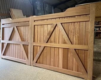 Wooden Driveway Gates Iroko Or Sapele Hardwood Timber Custom Made Sizes Electric Gates Suitable For Automation Design The Valley Gate