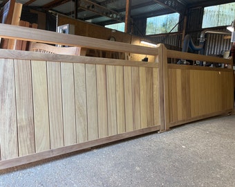 Wooden Driveway Gates New Hardwood Modern Garden Iroko Or Sapele Custom Made Good Quality Flat Top Design The Cottage Gate