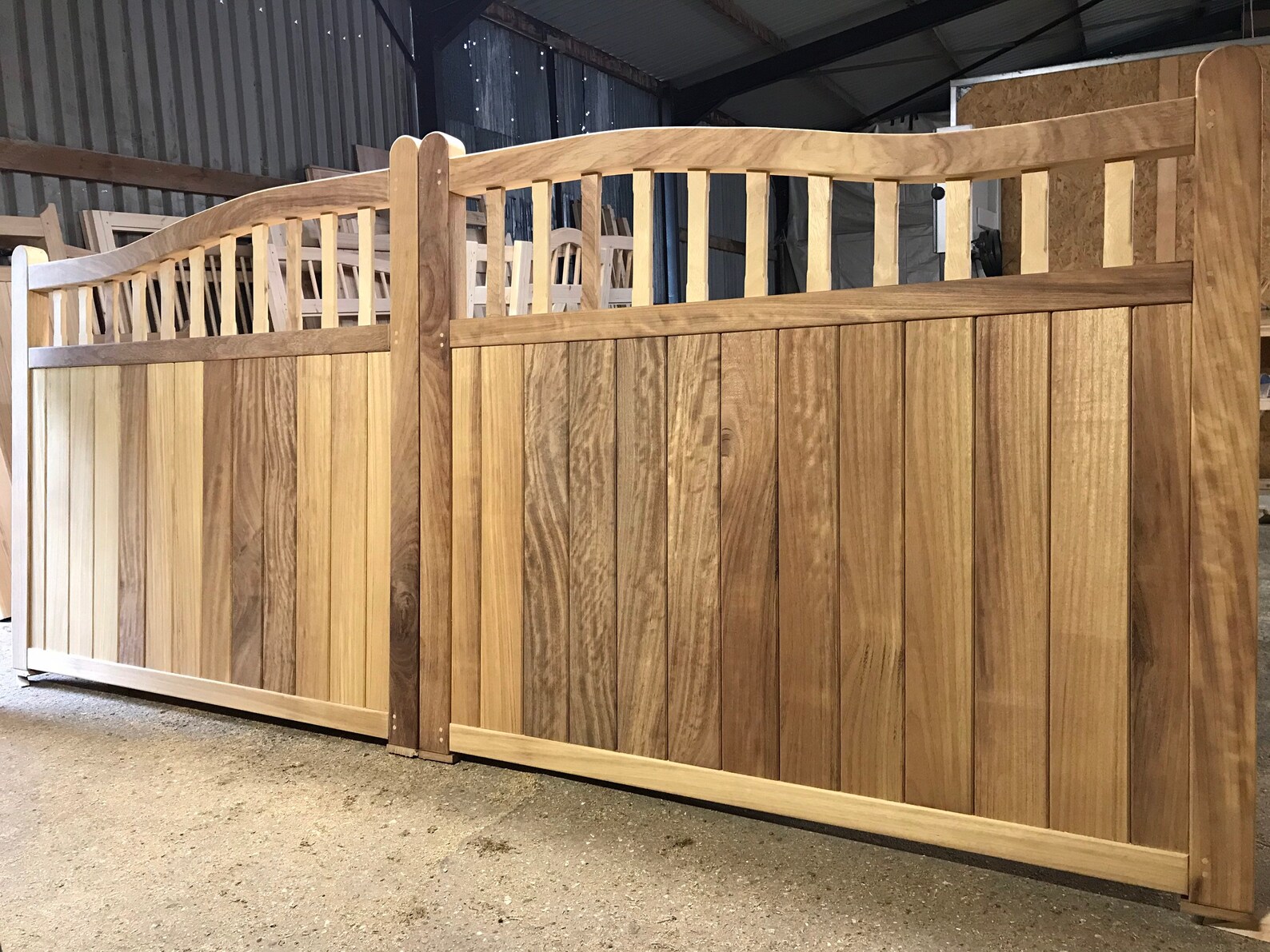Wooden Driveway Gates New Iroko or Sapele Hardwood Timber Bespoke Sizes