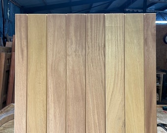 Hardwood Garden Gate, Flat Top Design In Iroko Or Sapele, Bespoke Sizes Custom Made, Seamless Modern Wooden Gate