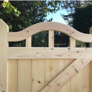 Wooden Garden Gate Swan Neck Gate Oblong Spindles Modern Gates Handmade ...